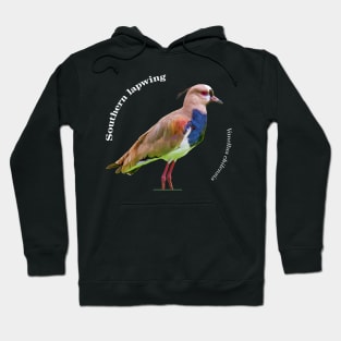 Southern lapwing tropical bird pin white text Hoodie